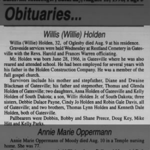 Obituary for Willis Holden