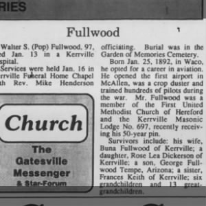 Obituary for Walter S. Fullwood